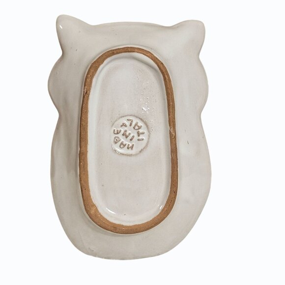 4.5 Inch White Owl Pottery Trinket Dish Made in Italy - Picture 2 of 5